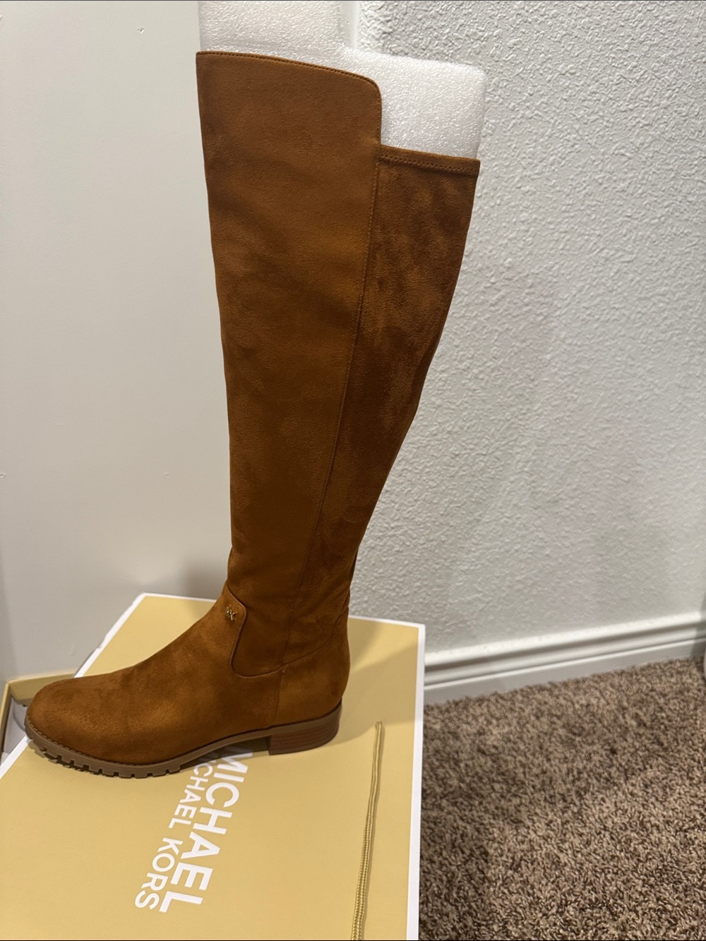 Michael Kors Cognac Suede Knee-High Boots